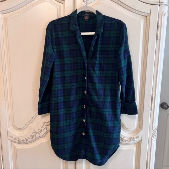 J Crew Plaid Night Shirt / Sleep Shirt in Night Watch, Size XS - Picture 3 of 6
